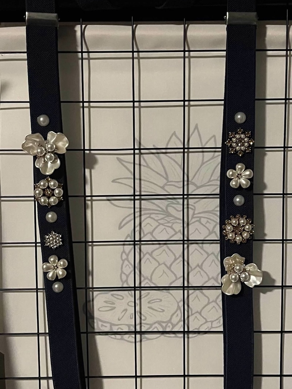 Embellished Suspenders - Navy